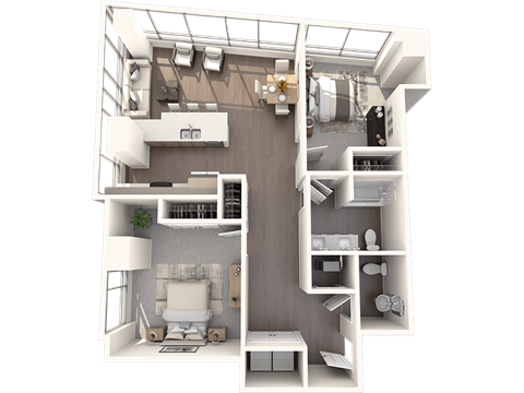 Floor plan for 2 beds, 1.5 baths, 1110 sqft